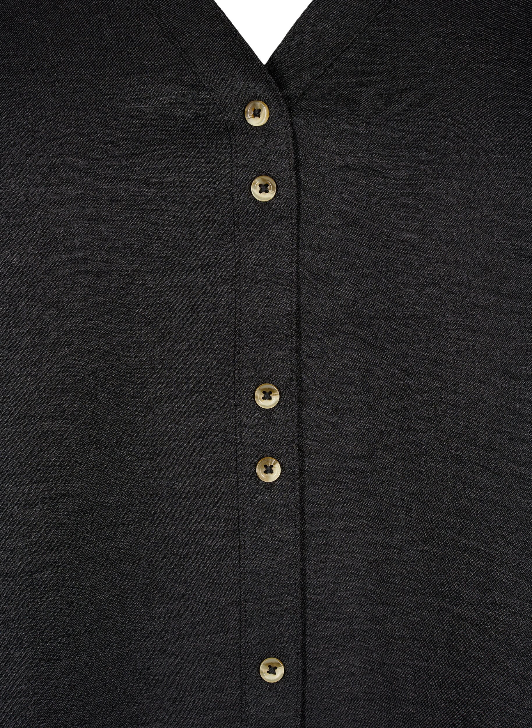 ZizziOverhemd blouse met V-hals en korte mouwen, Zwart, Packshot image number 2