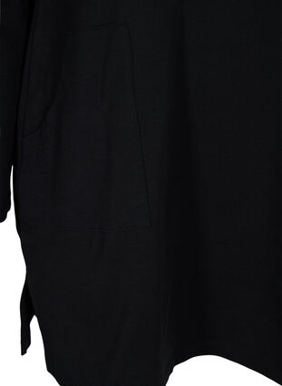 Katoenen tuniek met rits en zakken, Black, Packshot image number 3