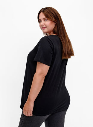 T-shirt à paillettes en coton, Black W. Face, Model image number 1
