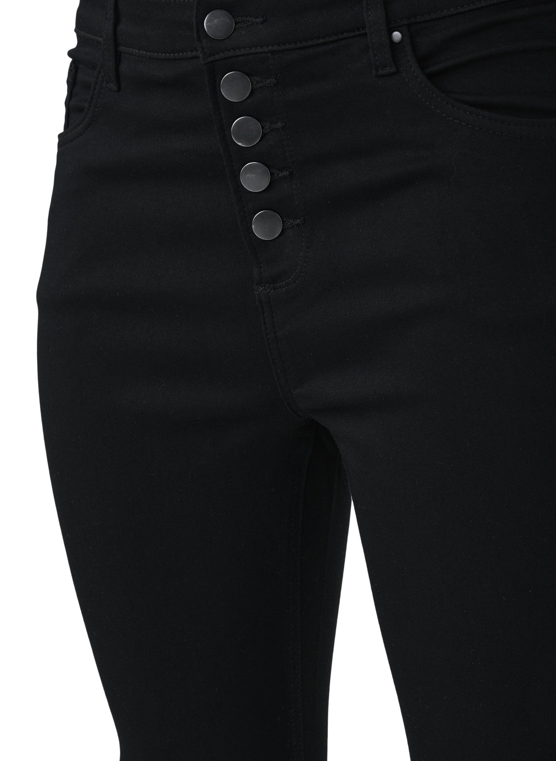 Zizzi Jeans Amy &agrave; taille haute avec fermeture &agrave; bouton, Black, Packshot image number 3