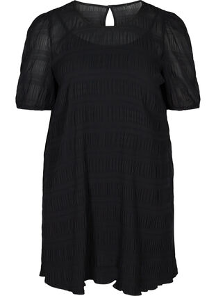 Robe tunique avec texture imprimé, Black, Packshot image number 0
