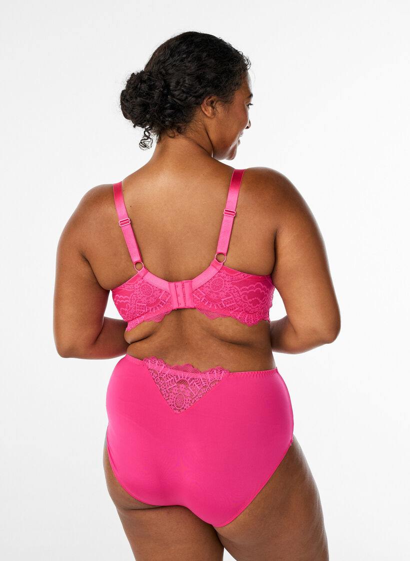 Microvezel slip met kantdetails, Roze, Model