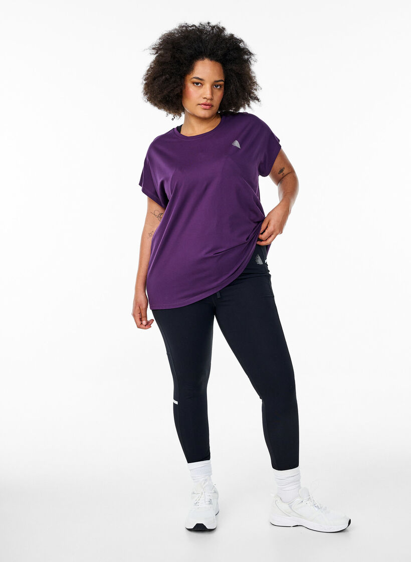 Effen gekleurd trainingsshirt, Paars, Model image number 1