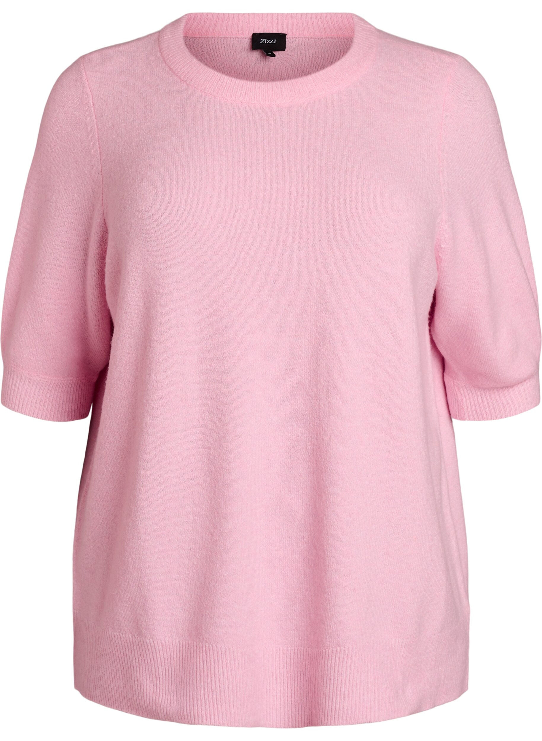 ZizziGebreide blouse met korte mouwen, Roze, Packshot image number 0