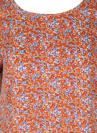 Robe de couleur unie à manches courtes, Orange Flower AOP, Packshot image number 2
