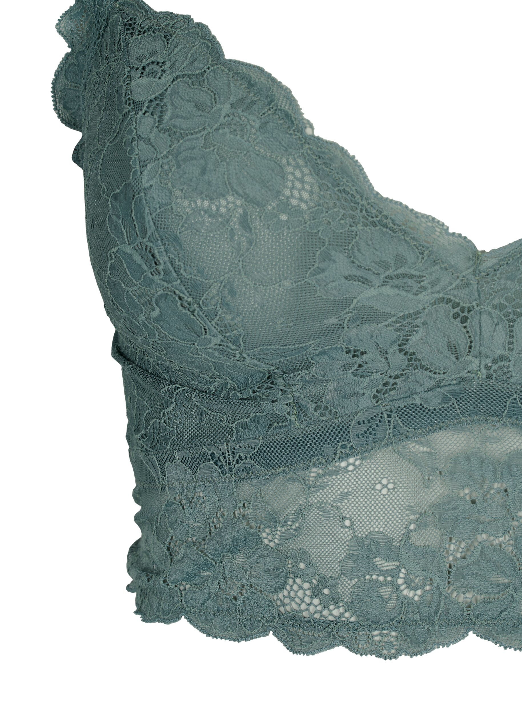 Zizzi Bralette en dentelle sans armature, Balsam Green Ass, Packshot image number 2