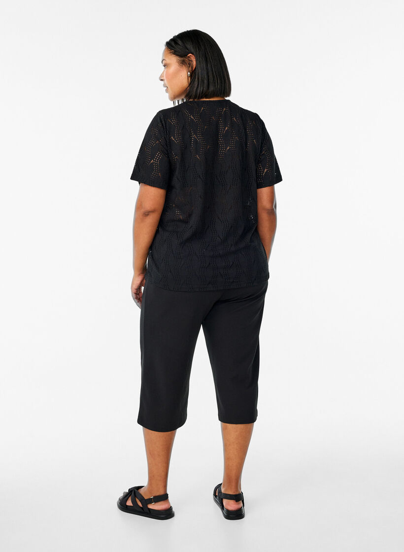 Culotte taille haute &agrave; coupe ample, Noir, Model image number 2