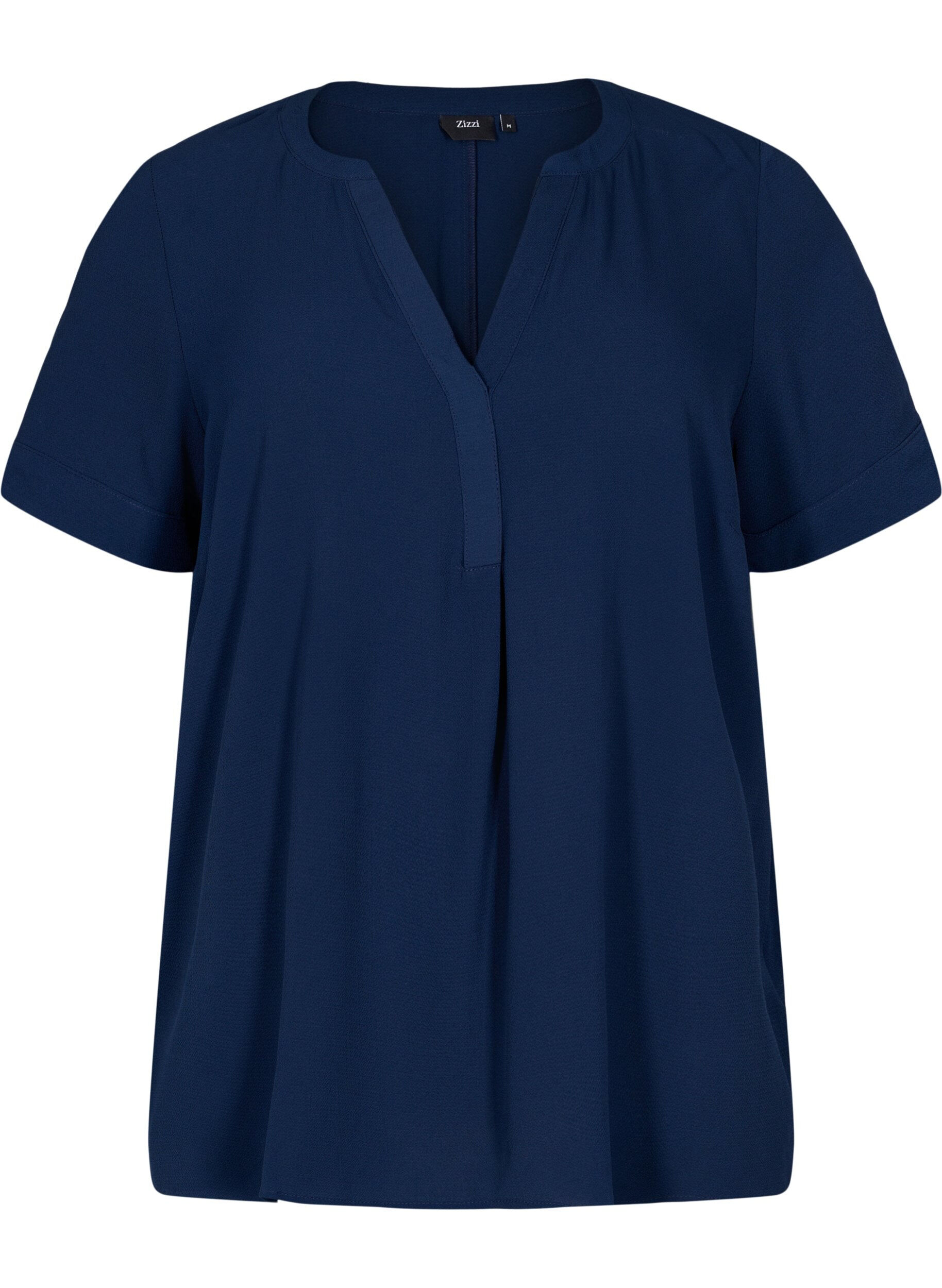 ZizziBlouse met korte mouwen en V-hals, Blauw, Packshot image number 0