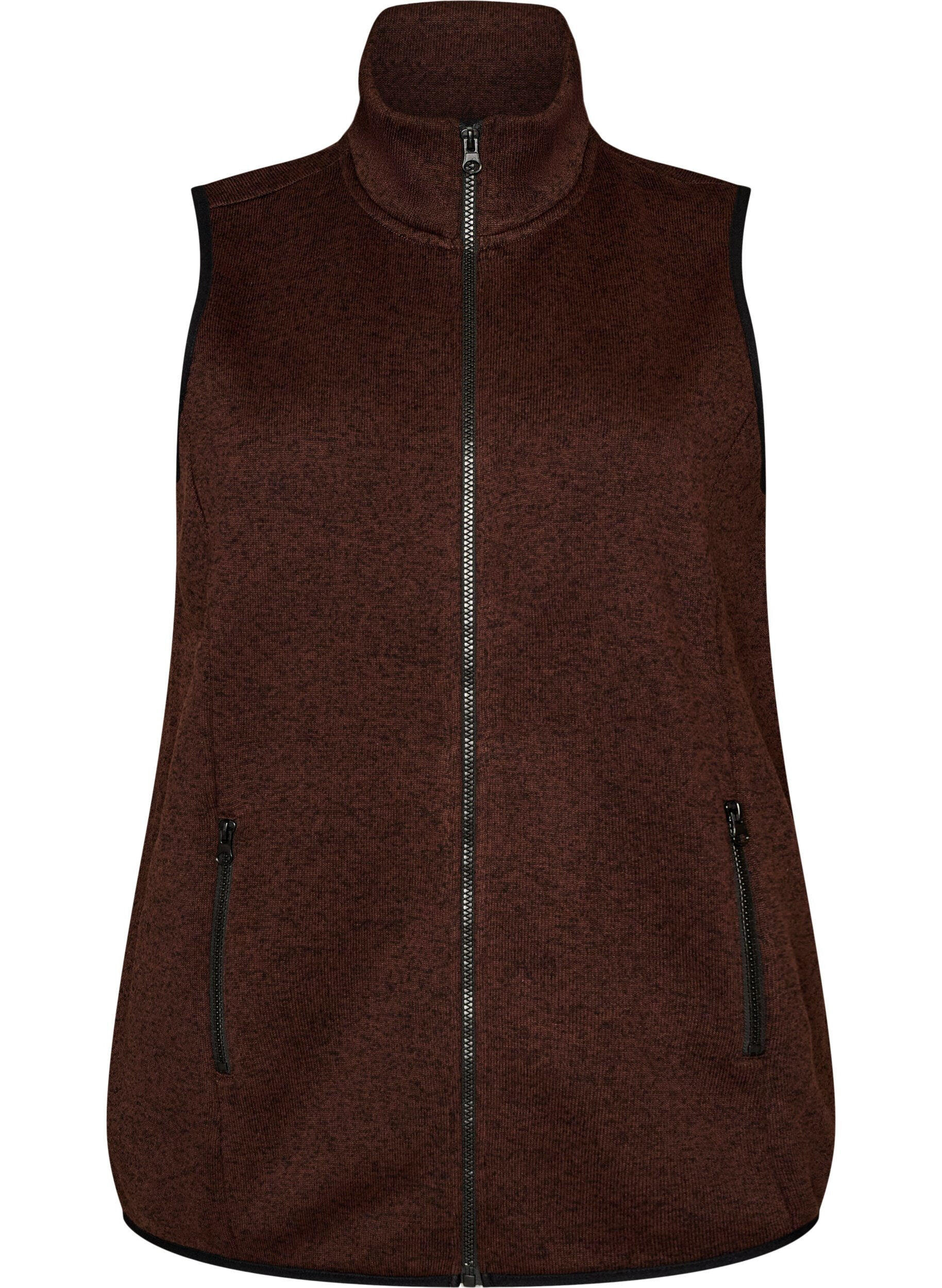 ZizziGilet &agrave; col montant et fermeture &eacute;clair, Marron, Packshot image number 0