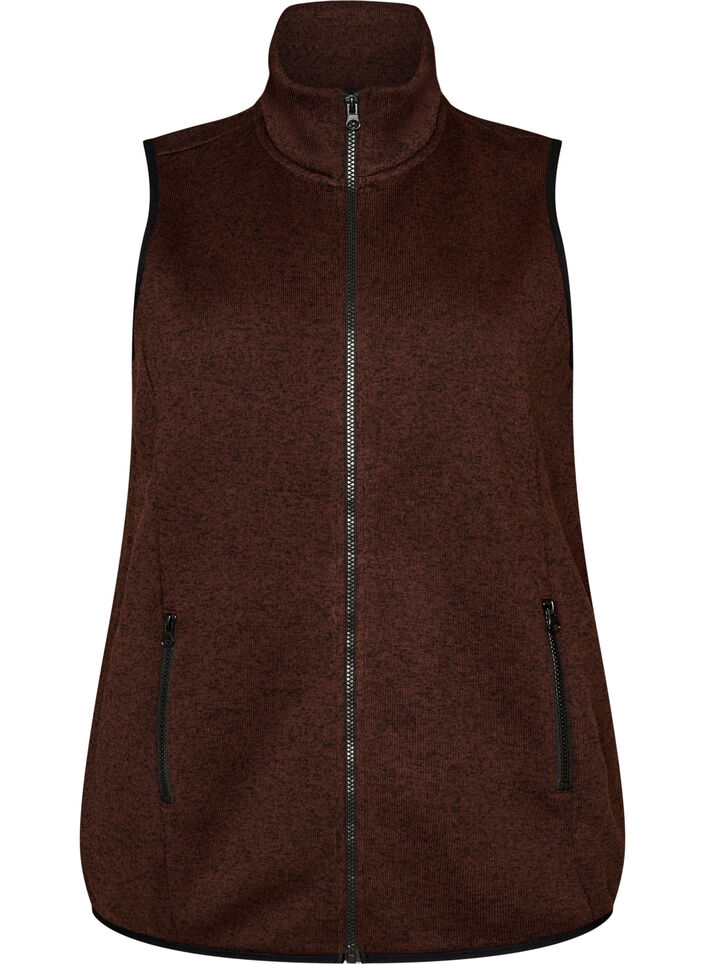 Gilet &agrave; col montant et fermeture &eacute;clair, Marron, Packshot image number 0