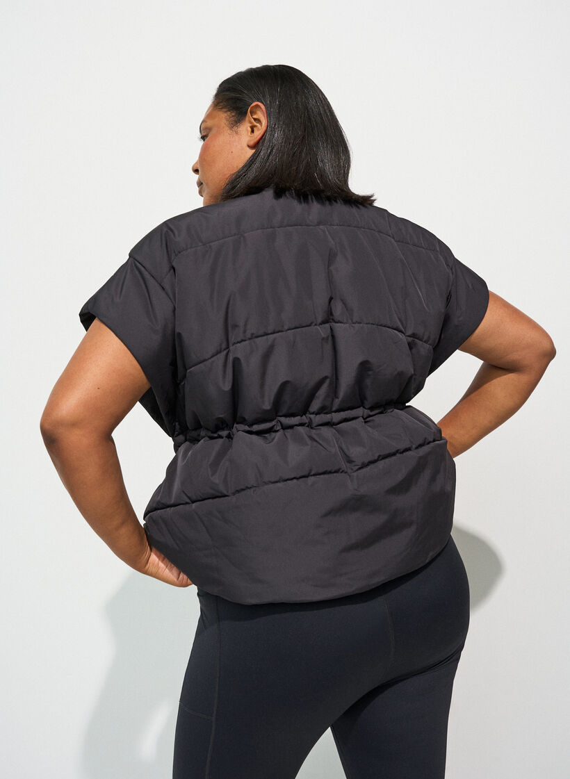 Puffer gilet met verstelbare taille, Zwart, Model image number 2