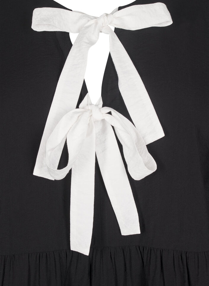 Viscose blouse met strikjes en lange mouwen, Black White Bow, Packshot image number 2