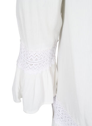 robe en viscose avec détails en dentelle, Off White, Packshot image number 3