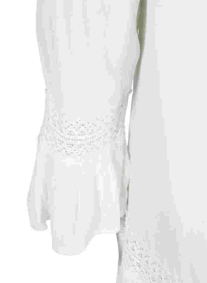 robe en viscose avec détails en dentelle, Off White, Packshot image number 3