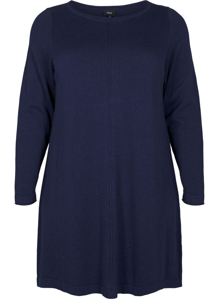 Robes tricotées en mélange coton-viscose, Bleu, Packshot image number 0