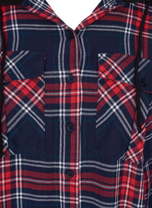 Veste chemise à carreaux avec capuche, Night Sky/Red Check, Packshot image number 2