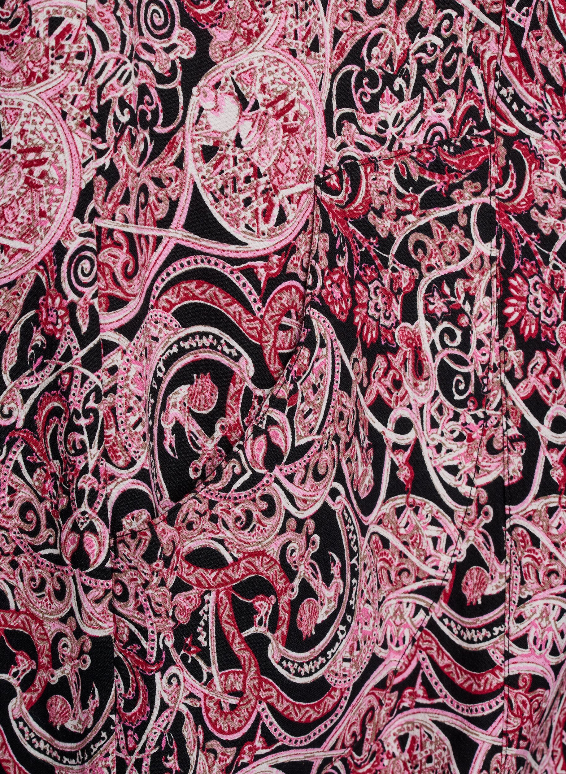 ZizziRobe en coton &agrave; manches courtes avec imprim&eacute;, Noir, Packshot image number 3