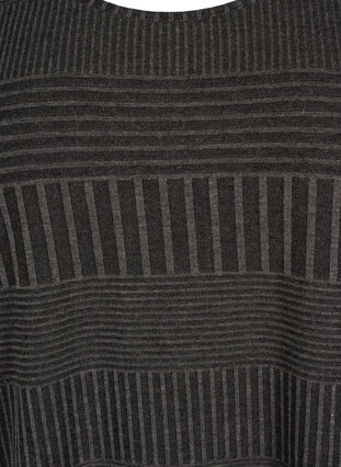 Blouse met driekwartmouwen en een gestreept patroon, Dark Grey Melange, Packshot image number 2