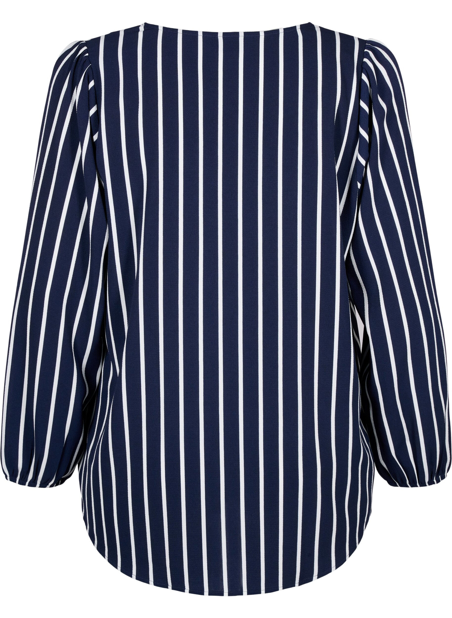 ZizziBlouse avec col en V et imprim&eacute;, Maritime Blue Stripe, Packshot image number 1