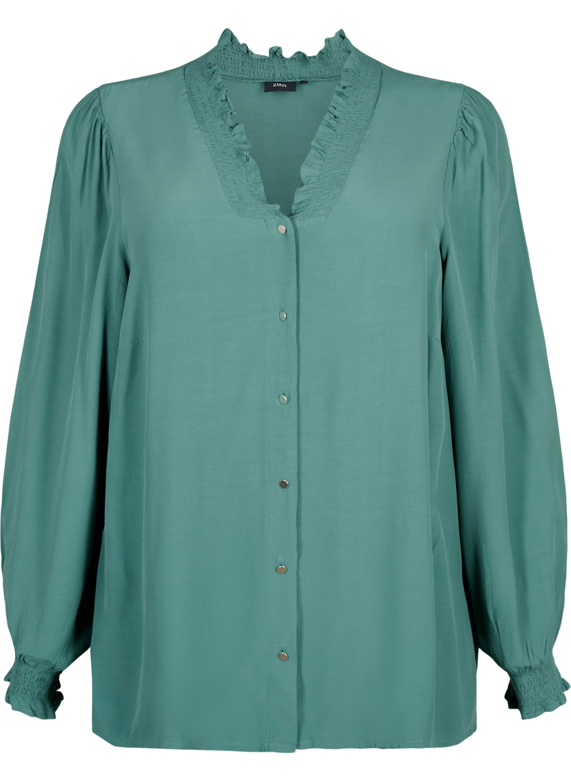 ZizziViscose shirt blouse met met lange mouwen, Sea Pine, Packshot image number 0