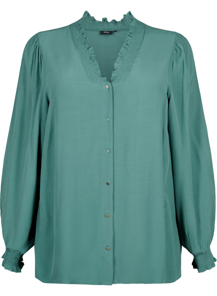 Blouse à manches longues en viscose, Sea Pine, Packshot image number 0