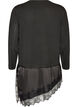 Blouse en maille &agrave; effet superpos&eacute; et bordure en dentelle, Noir, Packshot image number 1