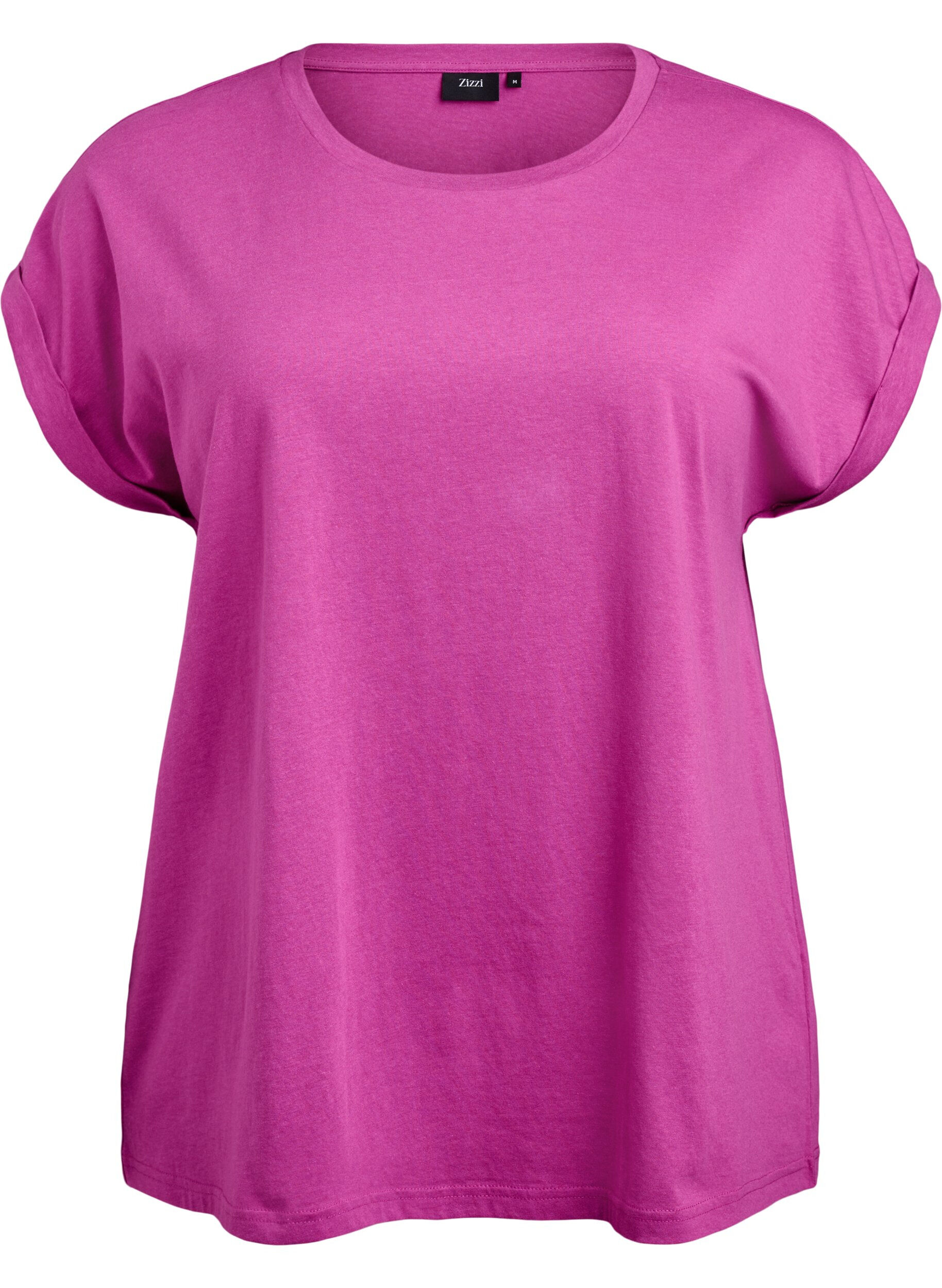 ZizziT-shirt met korte mouwen van katoenmix, Paars, Packshot image number 0