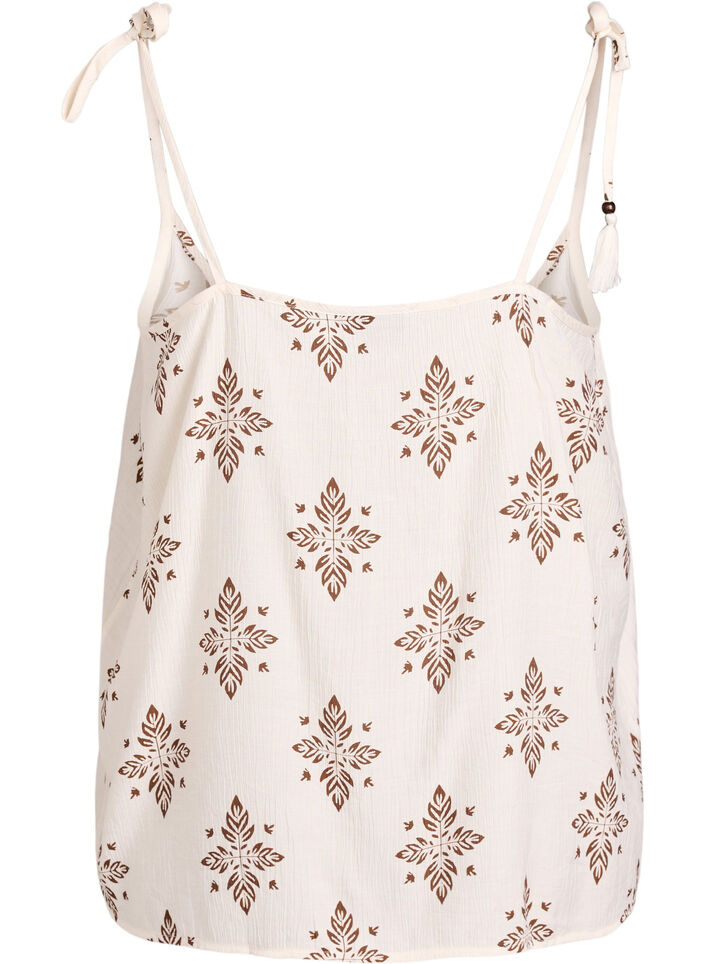 Top met patroon en strikbandjes, Vanille, Packshot image number 1