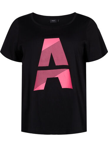 T-shirt de sport avec imprimé, Black w. Pink A, Packshot image number 0