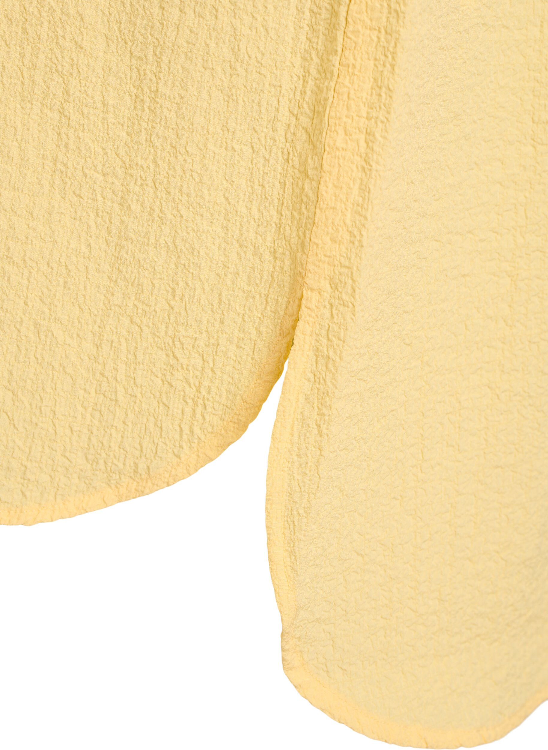 ZizziKorte jurk met een gekreukte textuur en korte mouwen, Geel, Packshot image number 3