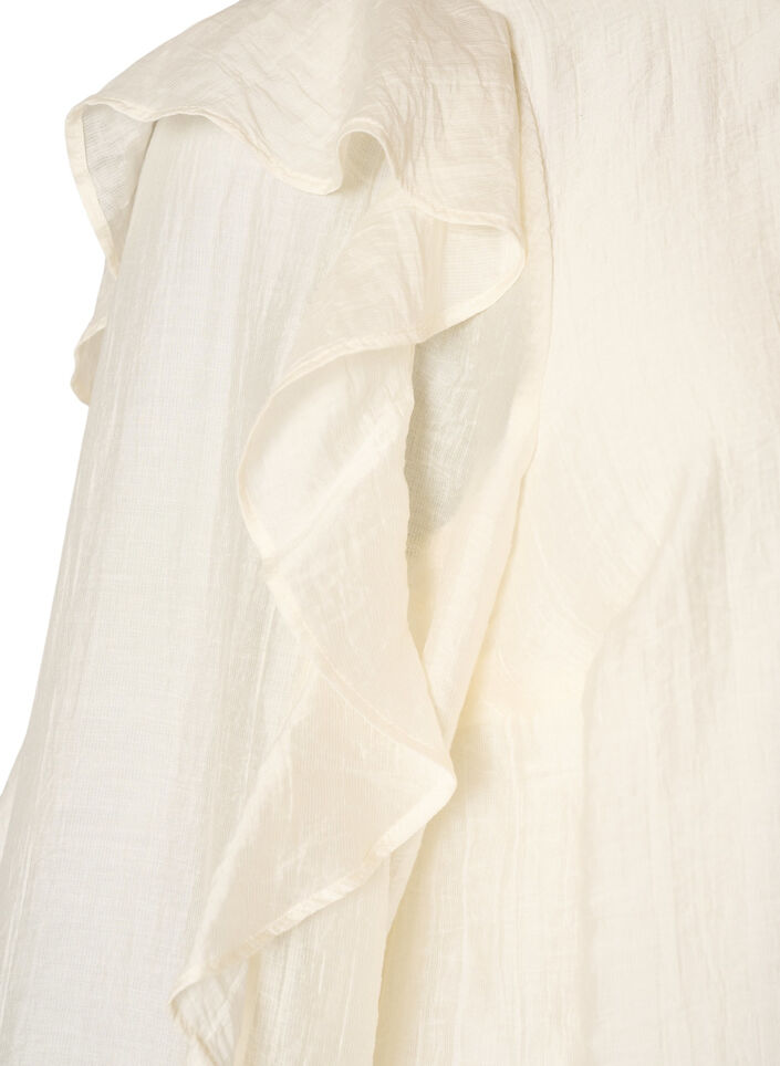 Blouse met ruches en ballonvorm, Vanille, Packshot image number 3