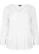 Blouse met V-hals en gaatjespatroon, Off White, Packshot image number 0