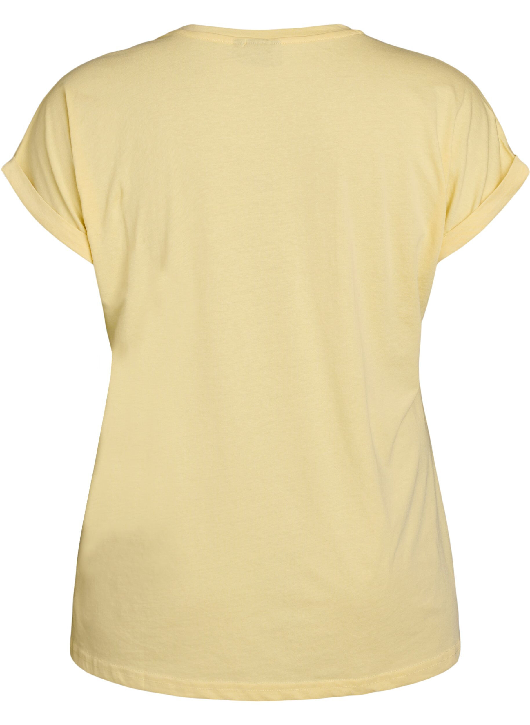 ZizziT-shirt met korte mouwen van katoenmix, Geel, Packshot image number 1