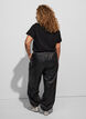 T-shirt en coton avec badge texte, Noir, Model image number 2