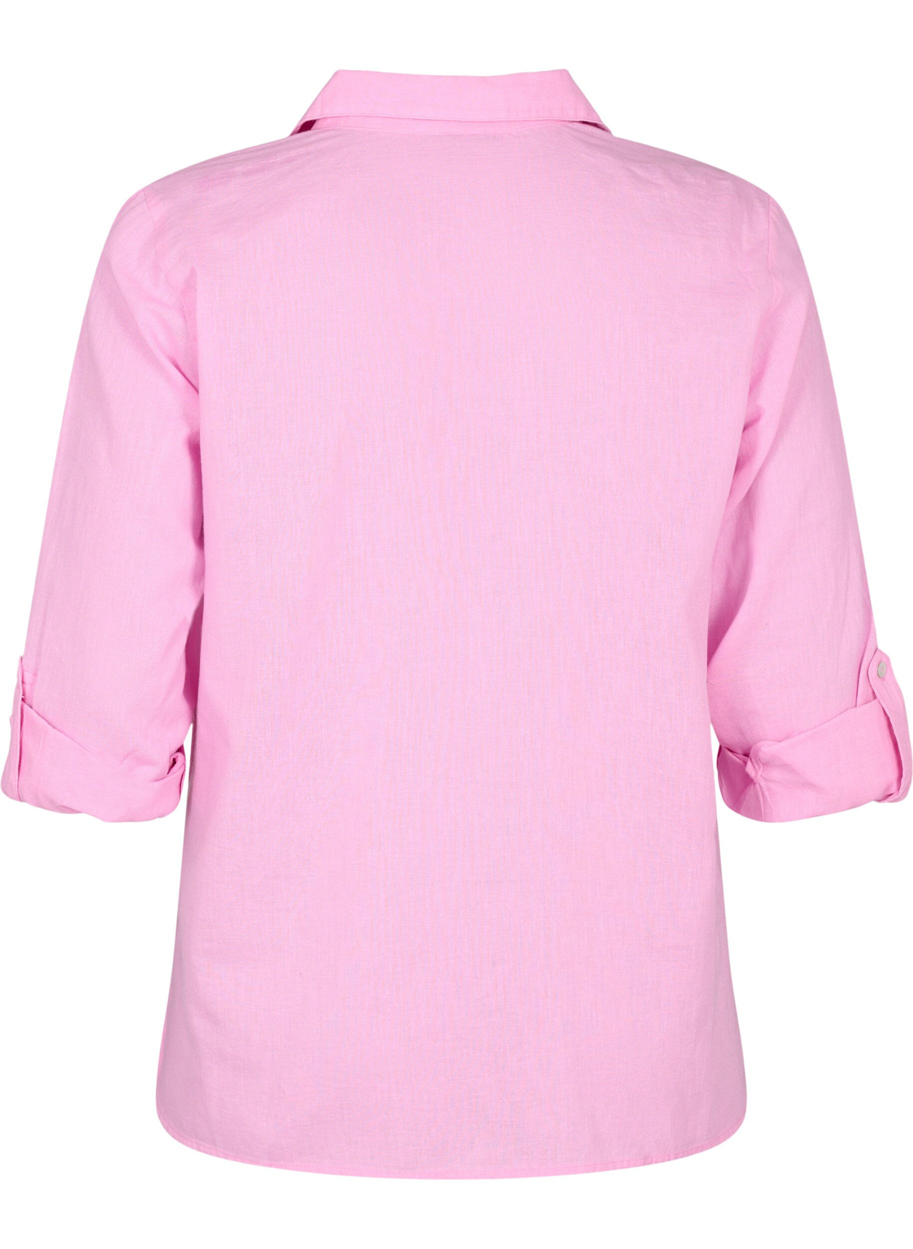 ZizziOverhemdblouse met knoopsluiting in katoen-linnen mix, Begonia Pink, Packshot image number 1