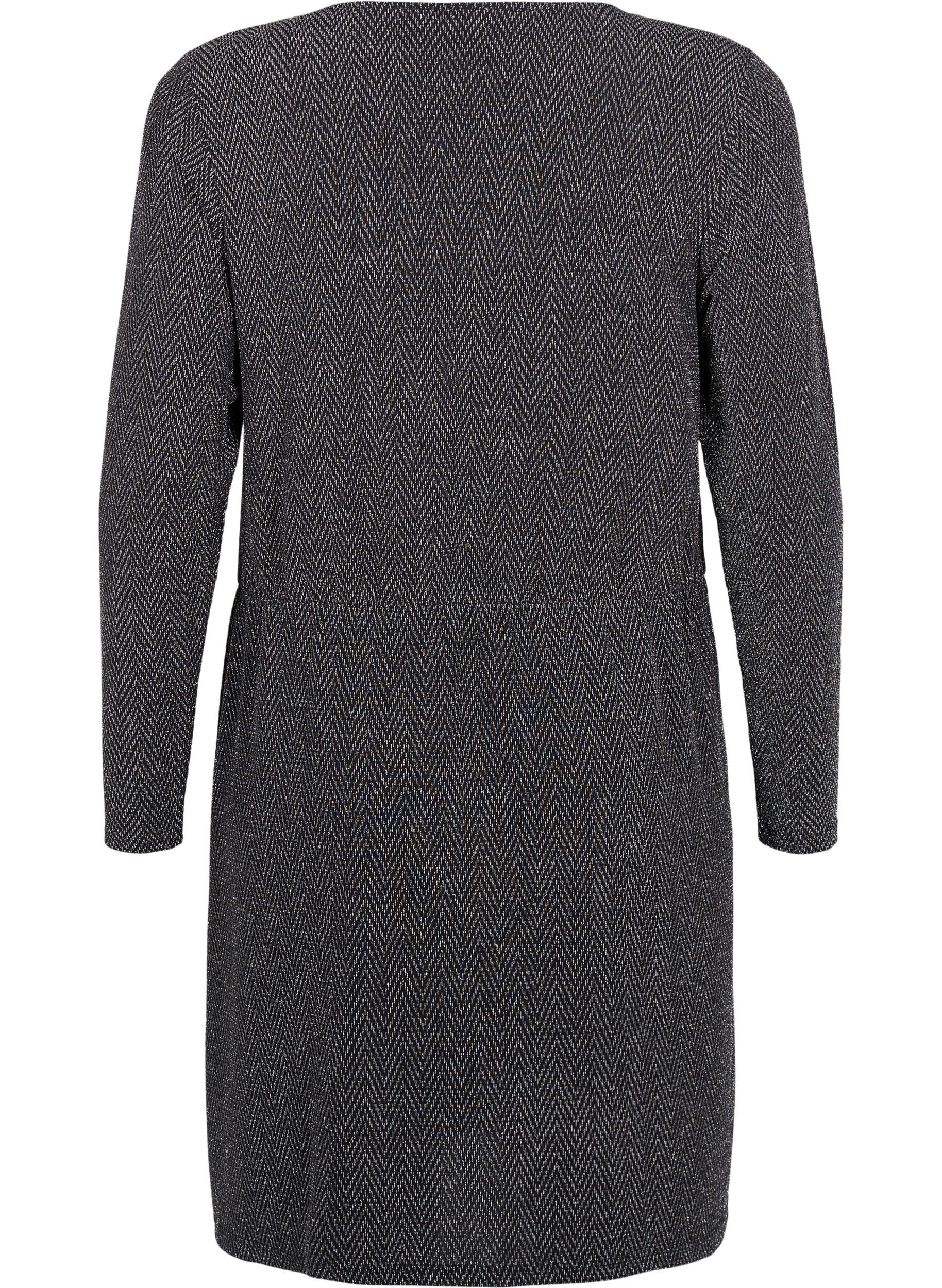 Zizzi Robe paillet&eacute;e avec motif en zigzag, Silver ZigZagShimmer, Packshot image number 1