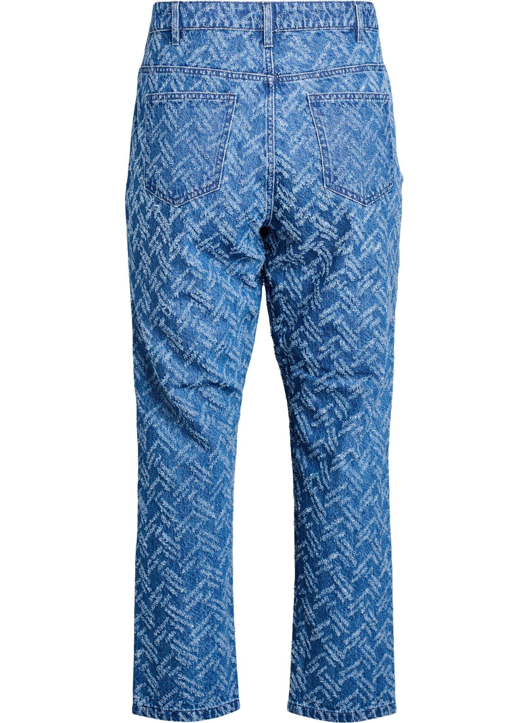 Zizzi Jean Mille &agrave; motif textur&eacute;, Bleu, Packshot image number 1