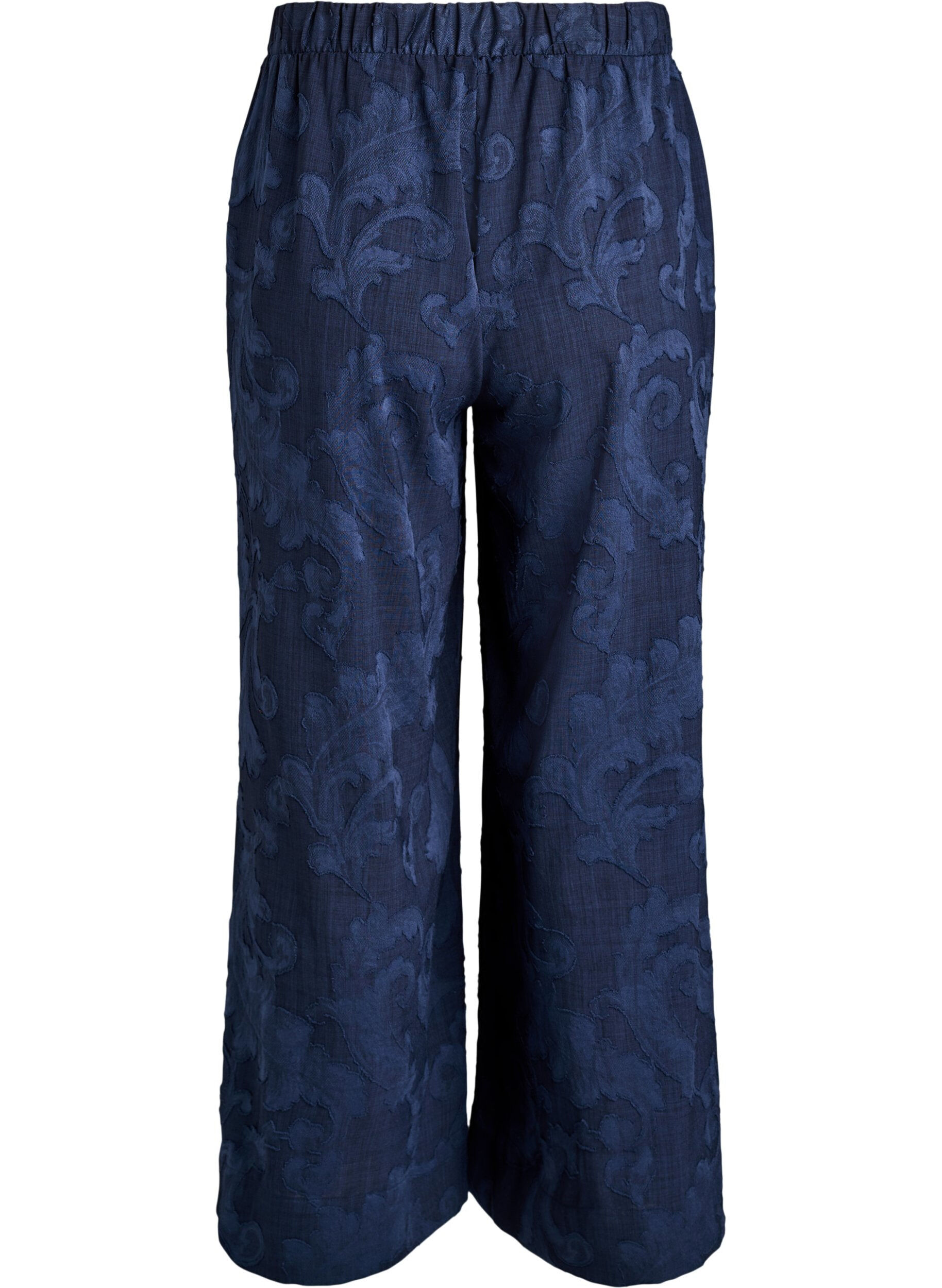 ZizziLosse broek met een gestructureerd ton-sur-ton patroon, Blauw, Packshot image number 1