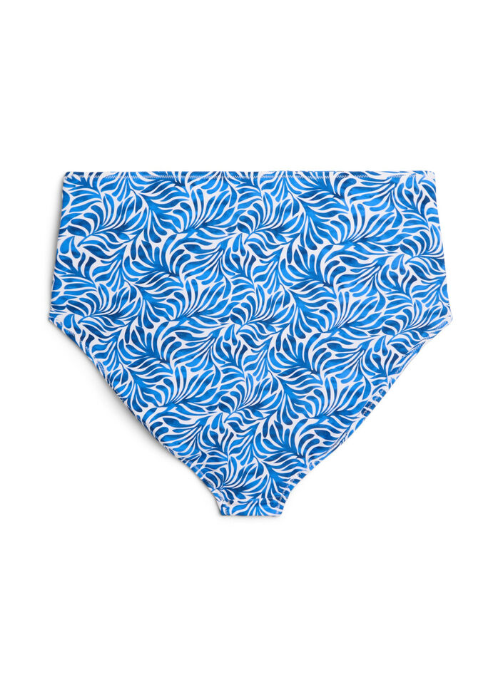 Culotte de bikini imprim&eacute;e et taille haute, Bleu, Packshot image number 1