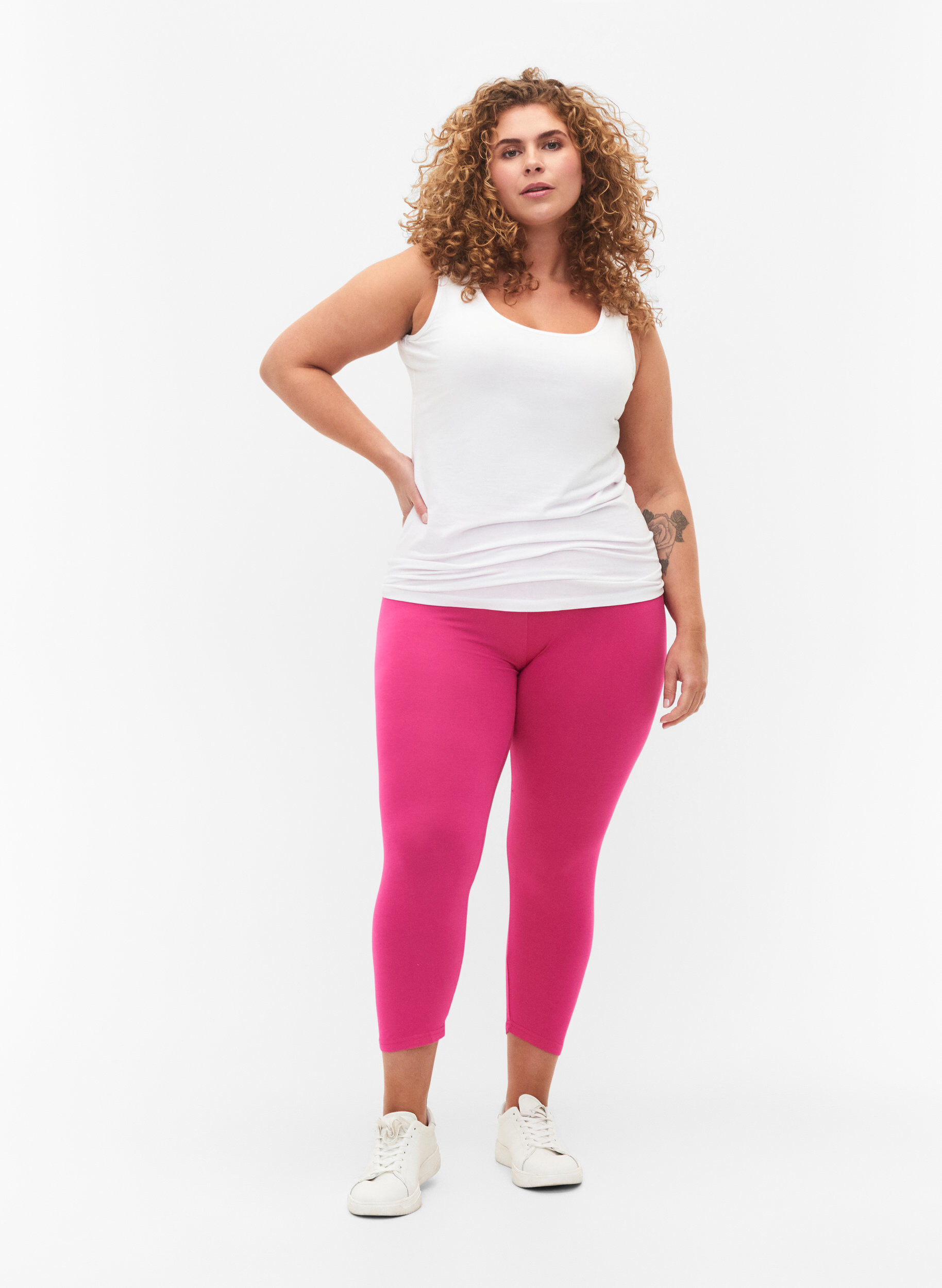 Zizzi Leggings 3/4 basiques en viscose, Rose, Model image number 1