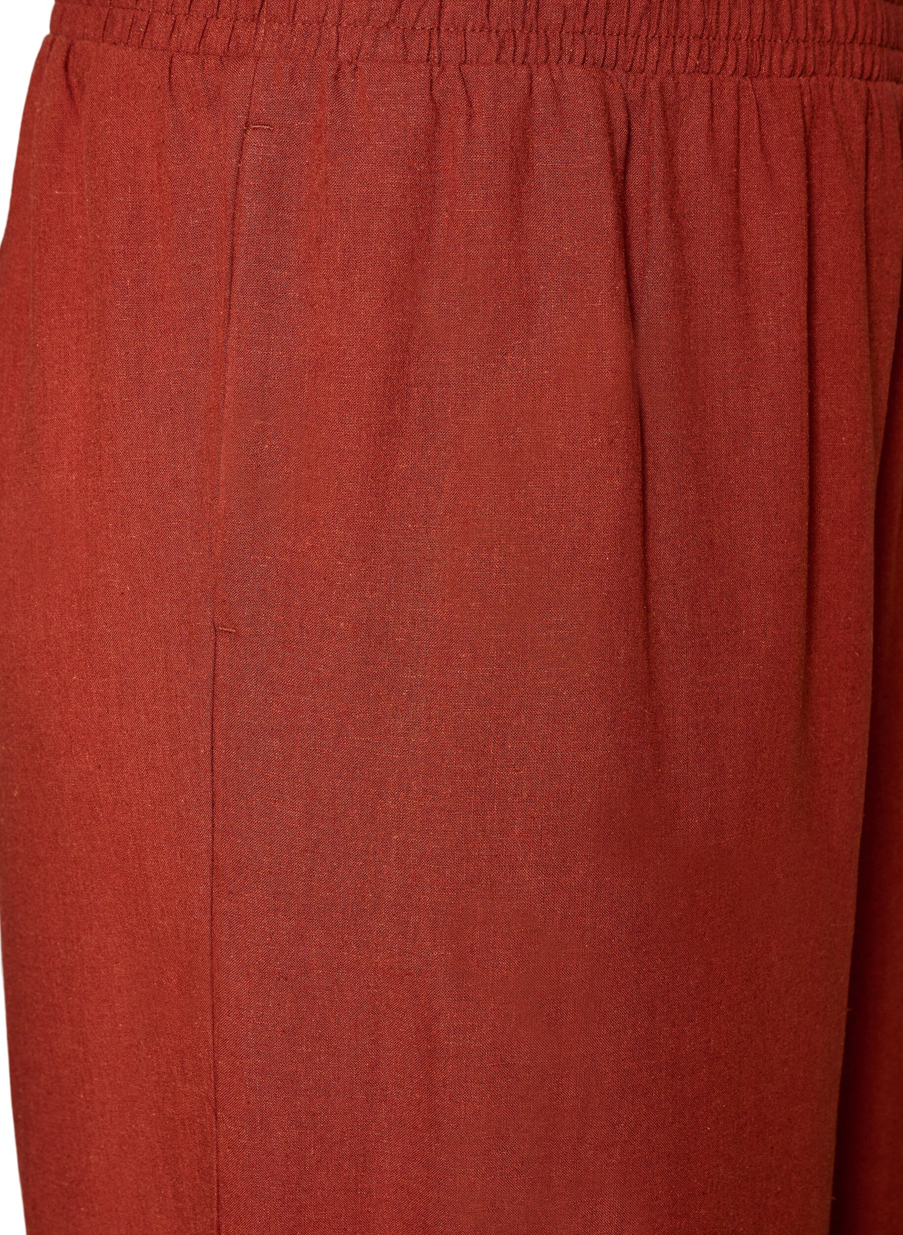 Zizzi Pantalon large en lin et viscose, Bordeaux, Packshot image number 2