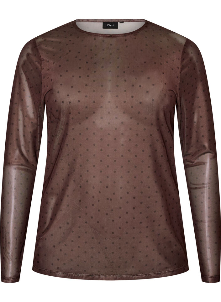 Blouse en maille avec imprim&eacute;, Marron, Packshot image number 0