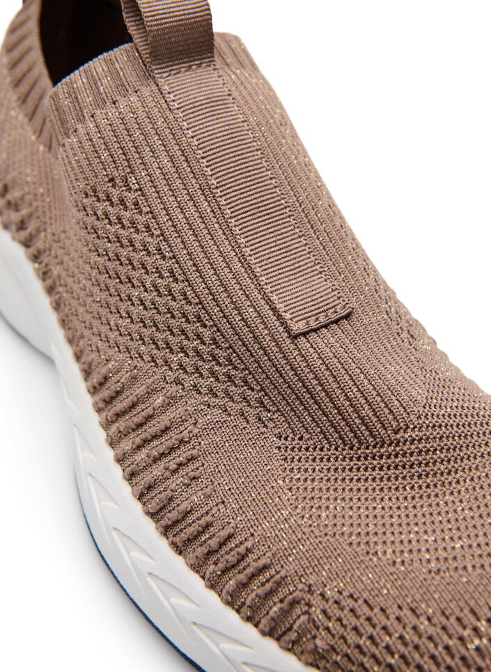 Baskets en maille stretch avec fil paillet&eacute;, Marron, Packshot image number 3