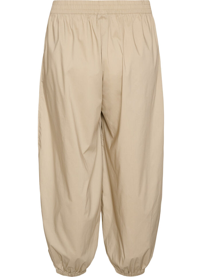Ballonbroek met zakken en een elastische tailleband, Beige, Packshot image number 1