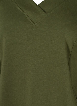 Robe col V sophistiquée , Khaki Green , Packshot image number 2