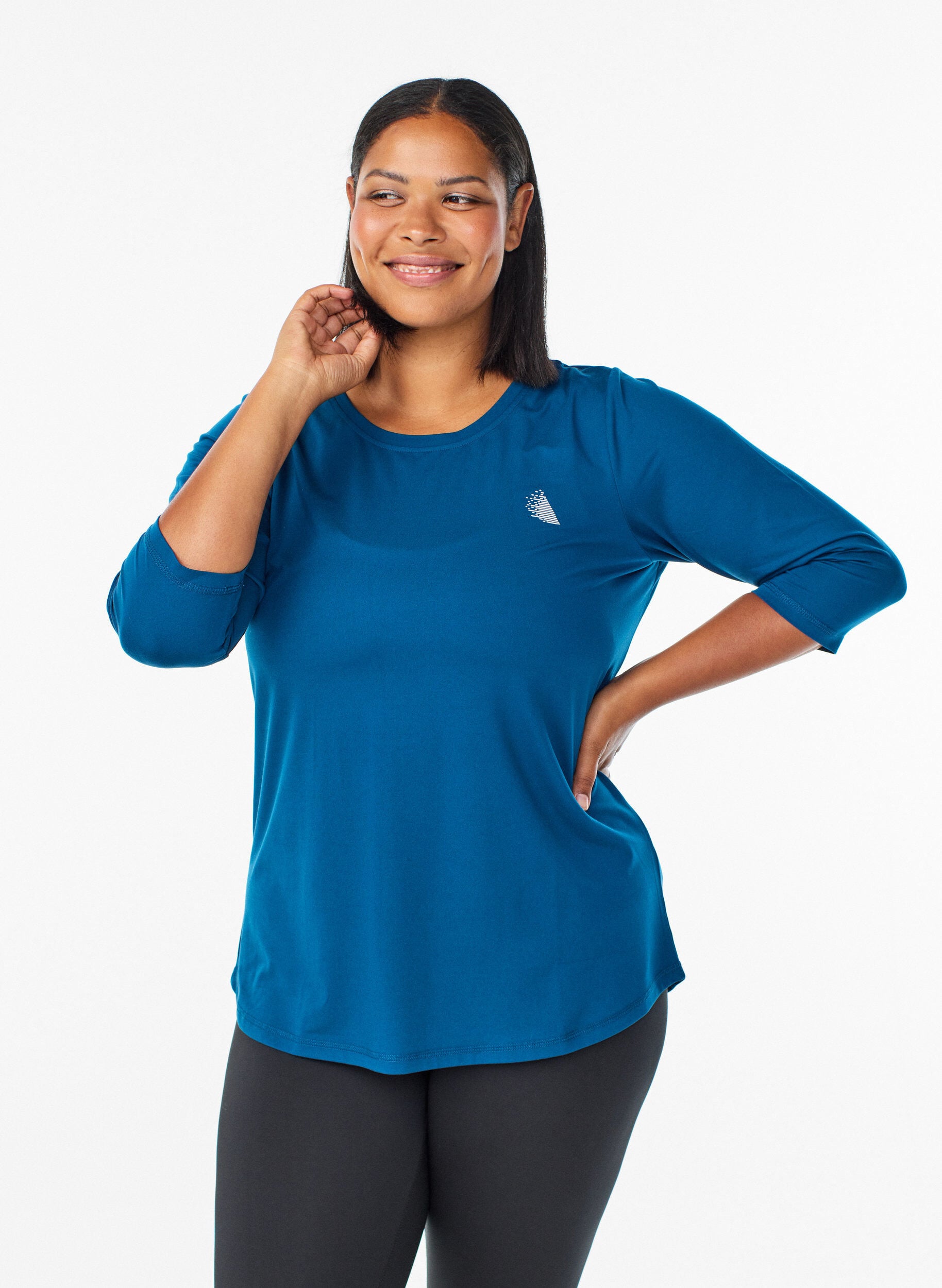 Haut de sport &agrave; manches 3/4, Bleu, Model