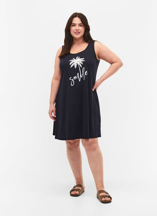 Mouwloze katoenen jurk met a-vorm, Night Sky W. Smile, Model image number 2