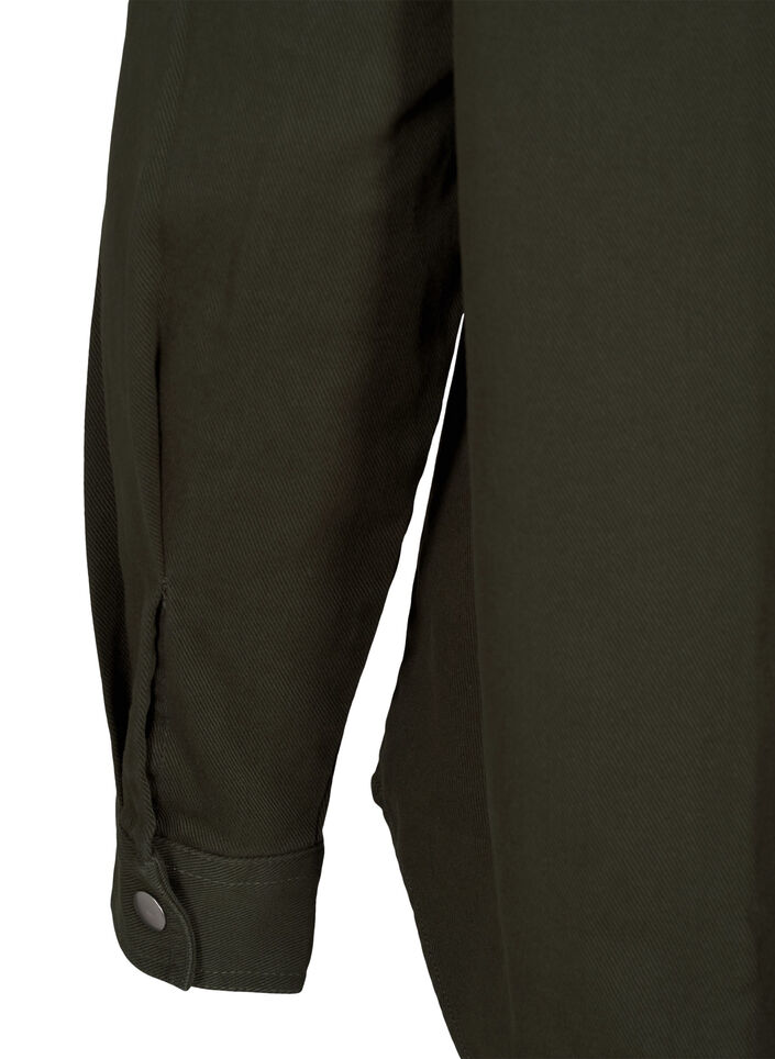 Chemise en jean de couleur unie dotée de poches sur la poitrine, Forest Night, Packshot image number 3