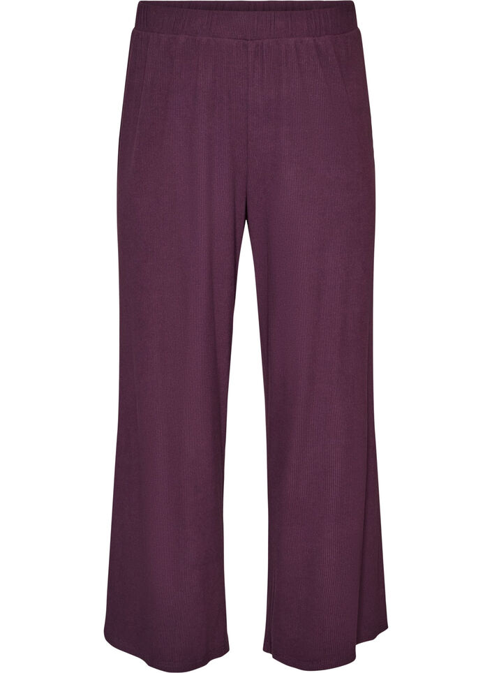 Pantalon en jersey c&ocirc;tel&eacute; &agrave; jambes amples, Violet, Packshot image number 0