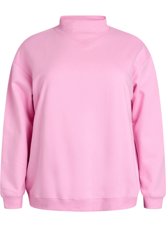 Sweatshirt met hoge kraag en lange mouwen, Roze, Packshot image number 0